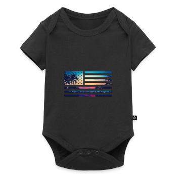 Ocean Vintage Hawaï Drapeau Américain Vacances - Body à manches courtes Premium Bébé - noir - Devant