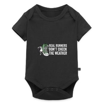 Läufer schauen nicht nach Wetter - Laufmotivation - Baby Premium Kurzarmbody - Schwarz - Vorne