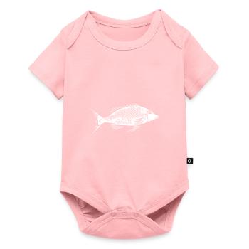Vintage Fisch Fischgräten Knochenfisch Skelett - Baby Premium Kurzarmbody - Rosa - Vorne