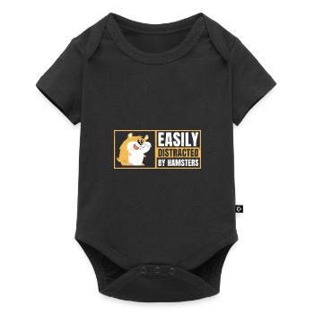 Easily Distracted By Hamsters Animal Lover Hamster - Baby Premium Kurzarmbody - Schwarz - Vorne