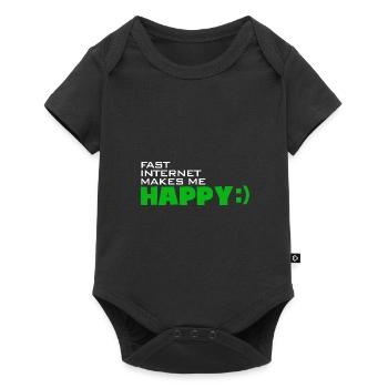 Fast Internet makes me happy - Schnell glücklich - Baby Premium Kurzarmbody - Schwarz - Vorne