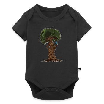 Mutter Natur hält die Erdkugel in ihren Händen - Baby Premium Kurzarmbody - Schwarz - Vorne