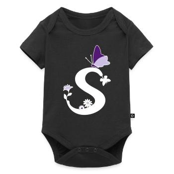 Butterfly Decoration Letter Initial S - Baby Premium short-sleeve bodysuit - black - Front