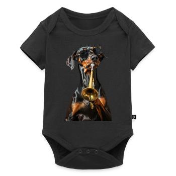 Doberman Pinscher Trompette - Body à manches courtes Premium Bébé - noir - Devant