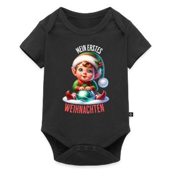 Mein Erstes Weihnachten süßer Baby Elf - Baby Premium Kurzarmbody - Schwarz - Vorne