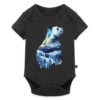 Panda - Baby Premium Kurzarmbody - Schwarz - Vorne
