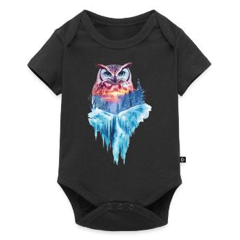 Eule - Baby Premium Kurzarmbody - Schwarz - Vorne