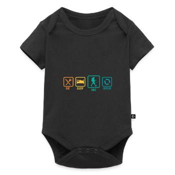 Eat Sleep Hike Repeat Trekking Mountaineering Hiki - Baby Premium Kurzarmbody - Schwarz - Vorne