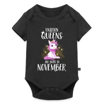 UNICORN QUEENS ARE BORN IN NOVEMBER - Baby Premium short-sleeve bodysuit - black - Front
