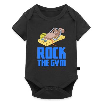 Fitness mouse bodybuilding weightlifting mouse trap - Baby Premium short-sleeve bodysuit - black - Front