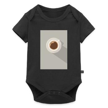 flach illustrierte Tasse Kaffee Geschenk modern - Baby Premium Kurzarmbody - Schwarz - Vorne