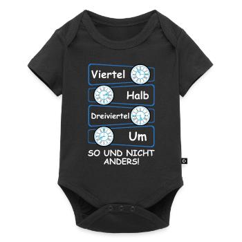 Ostdeutsche Uhrzeit Viertel Halb Dreiviertel Ossi - Baby Premium Kurzarmbody - Schwarz - Vorne