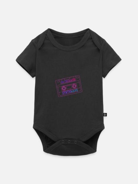 RetroWave SynthWave Kassette - Baby Premium Kurzarmbody - Schwarz