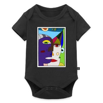Abstract Faces Picasso - Baby Premium Kurzarmbody - Schwarz - Vorne