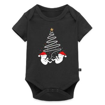 Annonce de Noël de jumeaux de grossesse de Noël - Body à manches courtes Premium Bébé - noir - Devant