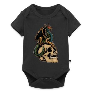 Dragon effrayant et tête de crâne effrayante Costume d’Halloween - Body à manches courtes Premium Bébé - noir - Devant