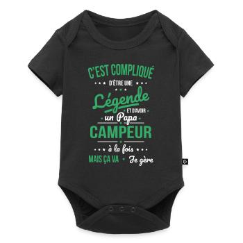 Compliqué être légende et avoir un papa campeur - Body à manches courtes Premium Bébé - noir - Devant
