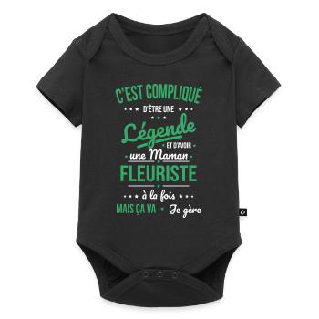 Compliqué être légende et avoir maman fleuriste - Body à manches courtes Premium Bébé - noir - Devant