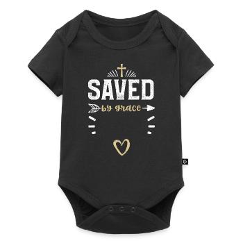 Sauvé par la grâce - Jésus - Body à manches courtes Premium Bébé - noir - Devant