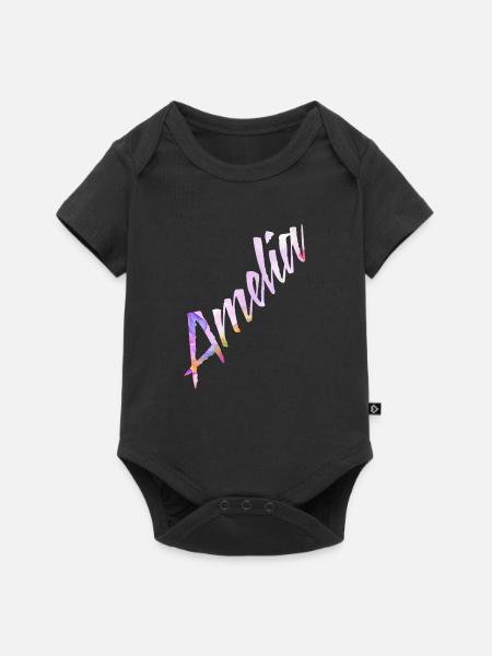 Amelia - Baby Premium Kurzarmbody - Schwarz
