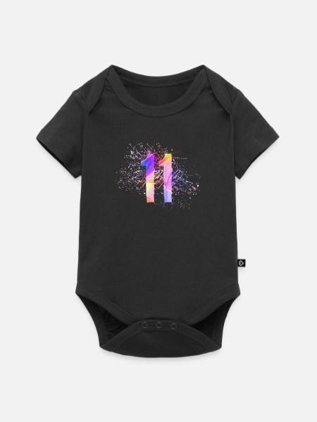 Number 11 - Baby Premium Kurzarmbody - Schwarz