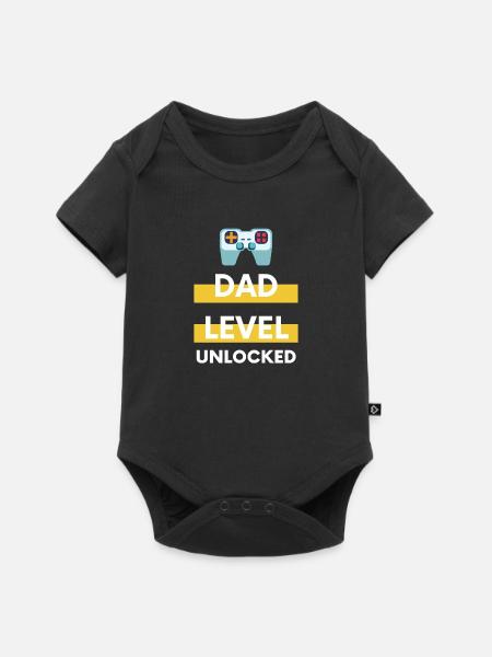 Dad Level Unlocked - Baby Premium Kurzarmbody - Schwarz