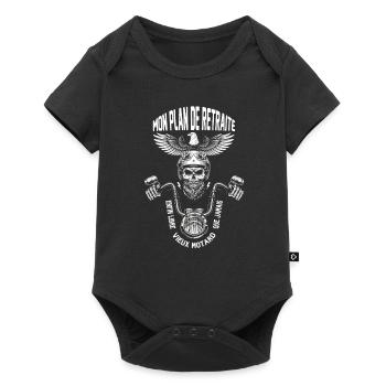 vieux motard que jamais,retraite,motard,humour - Body à manches courtes Premium Bébé - noir - Devant