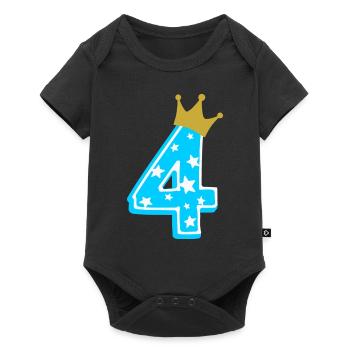 4 crown 4th birthday 4 years - Baby Premium short-sleeve bodysuit - black - Front