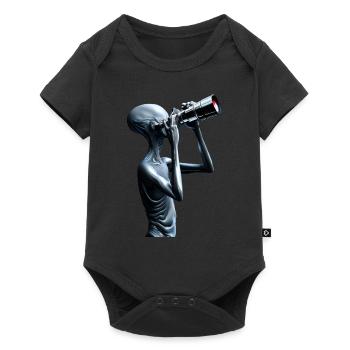 Der neugierige Alien - Baby Premium Kurzarmbody - Schwarz - Vorne