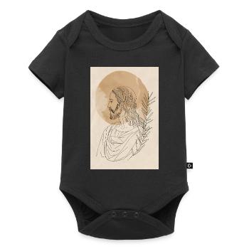 Impression d’art Jésus Lignes Simples, Moderne - Body à manches courtes Premium Bébé - noir - Devant