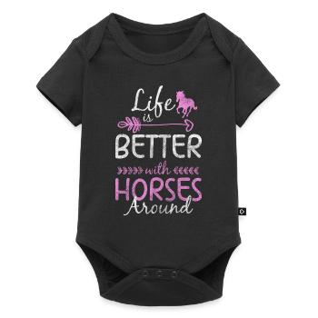 Horse riding Sport riding Animals Hooves - Baby Premium short-sleeve bodysuit - black - Front