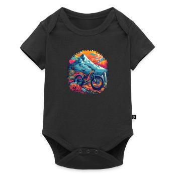 Mountain Bike Retrowave - Baby Premium short-sleeve bodysuit - black - Front