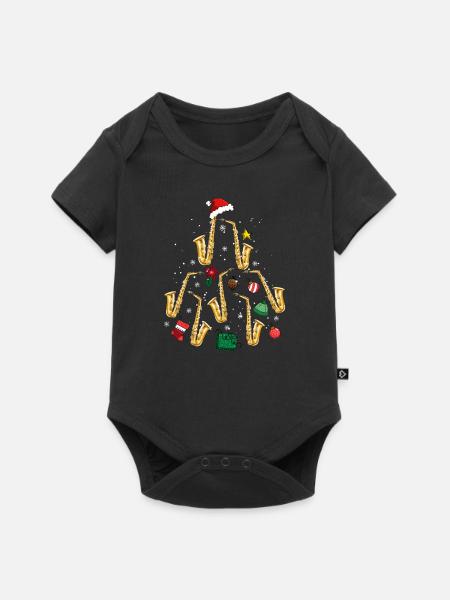 Saxophon Weihnachtsbaum Ornament - Baby Premium Kurzarmbody - Schwarz