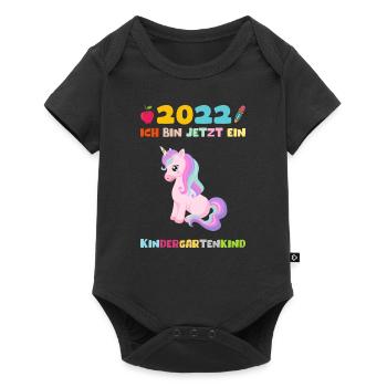 2022 Kindergartenkind Einhorn Kita Mädchen Kinder - Baby Premium Kurzarmbody - Schwarz - Vorne