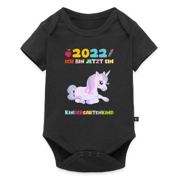 2022 Ich Bin Jetzt Ein Kindergartenkind Einhorn - Baby Premium Kurzarmbody - Schwarz - Vorne