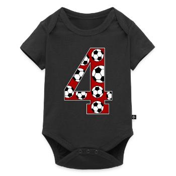 4th Birthday Football Red - Baby Premium short-sleeve bodysuit - black - Front