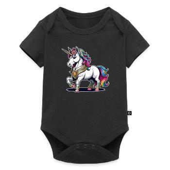 Rainbow Unicorn - Baby Premium short-sleeve bodysuit - black - Front