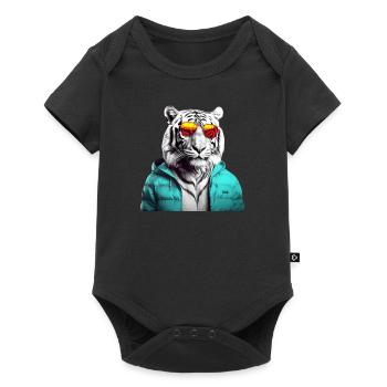 Tigre avec des lunettes de soleil Coloré Cool Tiger Forest Animal - Body à manches courtes Premium Bébé - noir - Devant