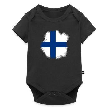 Drapeau de la Finlande Suomi Drapeau finlandais Look utilisé - Body à manches courtes Premium Bébé - noir - Devant