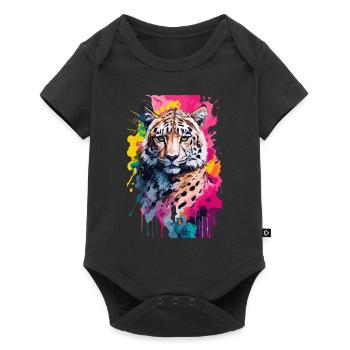 Cheetah Cool Colorful in Watercolor, Illustration - Baby Premium short-sleeve bodysuit - black - Front