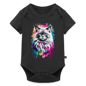 Chat mignon Ragdoll dans un design coloré et cool - Body à manches courtes Premium Bébé - noir - Devant