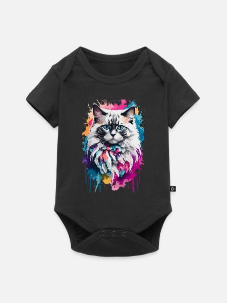 Ragdoll Niedliche Katze in buntem und coolem Design - Baby Premium Kurzarmbody - Schwarz