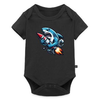 Rocket Shark veut nager plus vite - Body à manches courtes Premium Bébé - noir - Devant