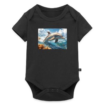 Dauphin sauteur, grand dauphin, mammifère marin - Body à manches courtes Premium Bébé - noir - Devant