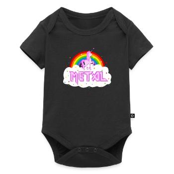 metal music heavy unicorn rainbow funny - Baby Premium short-sleeve bodysuit - black - Front