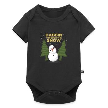 Dabbing Schneemann / Geschenk - Baby Premium Kurzarmbody - Schwarz - Vorne