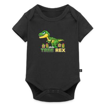 Tree Rex T-Rex Dinosaurier Weihnachten Geschenk - Baby Premium Kurzarmbody - Schwarz - Vorne