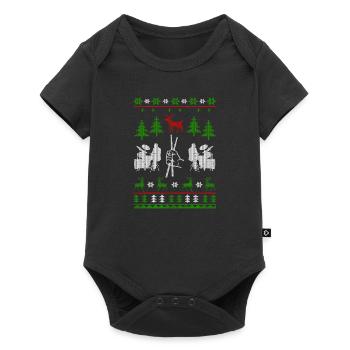 music drummer ugly christmas jumper - Baby Premium short-sleeve bodysuit - black - Front