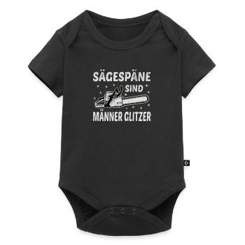 Sägespäne Männer Glitzer Forstwirtschaft Förster - Baby Premium Kurzarmbody - Schwarz - Vorne