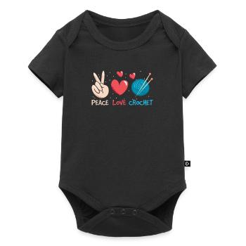 Love Peace Crochet Love Knitting Crochet Work - Baby Premium short-sleeve bodysuit - black - Front